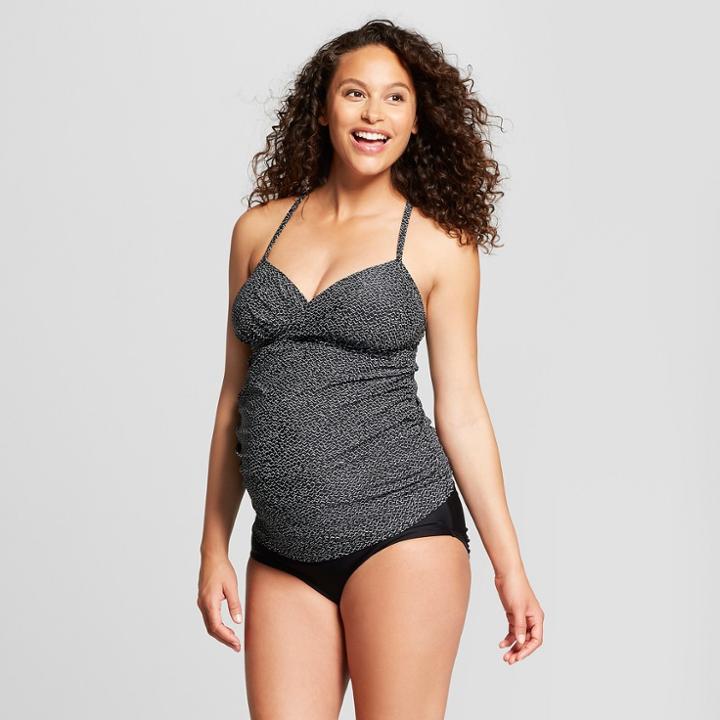 Maternity Cross Back Tankini - Isabel Maternity By Ingrid & Isabel Black Print