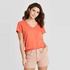 Women's Relaxed Fit Short Sleeve V-neck T-shirt - Universal Thread Rust Xs, Women's, Red
