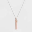 Distributed By Target Sterling Silver Blessed Bar And Cross Necklace - Rose Gold, Girl's