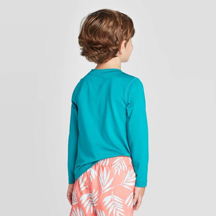 Toddler Boys' 'make Your Own Wave' Rash Guard - Cat & Jack Turquoise 12m, Toddler Boy's, Green