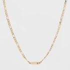 Gold Plated Figaro Bar Initial 'v' Chain Necklace - A New Day Gold