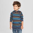 Genuine Kids From Oshkosh Toddler Boys' Raglan Sleeve Striped Hooded Sweatshirt - Blue