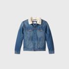 Men's Sherpa Lined Denim Trucker Jacket - Goodfellow & Co Denim Blue