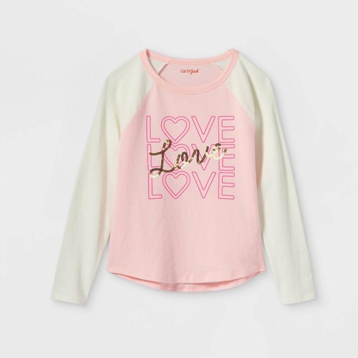 Girls' 'valentine's Day Love' Long Sleeve T-shirt - Cat & Jack Powder Pink