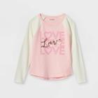 Girls' 'valentine's Day Love' Long Sleeve T-shirt - Cat & Jack Powder Pink