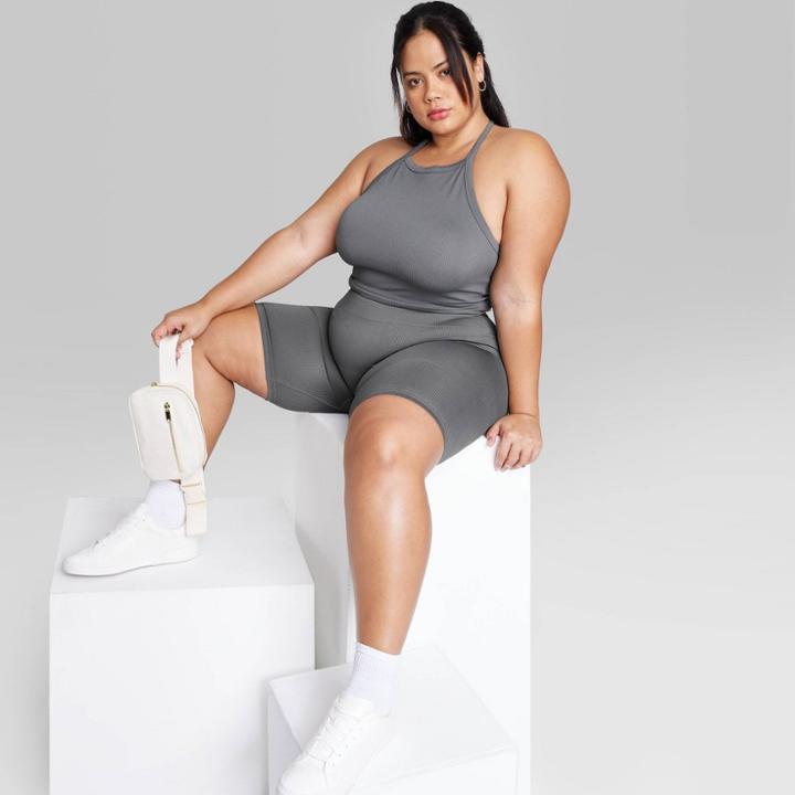 Women's Plus Size Seamless Tiny Tank Top - Wild Fable Gray
