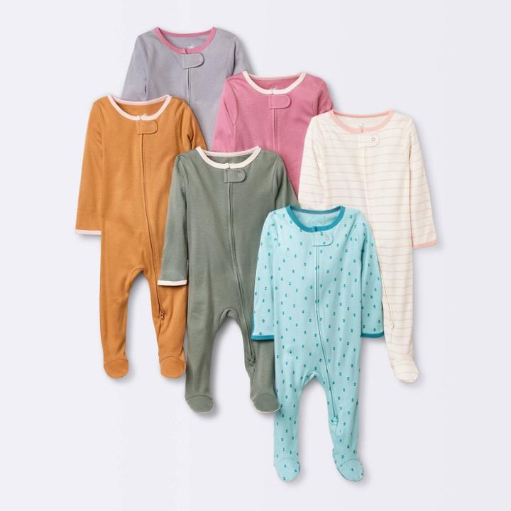 Baby 6pk Zip-up Sleep N' Play - Cloud Island Brown Newborn