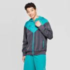 Umbro Men's Color Block Full Zip Windbreaker - Carbon/blue Grass M, Carbon Gray/blue Grass