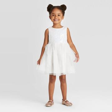 Zenzi Toddler Girls' Sequin Dress - White 12m, Toddler Girl's