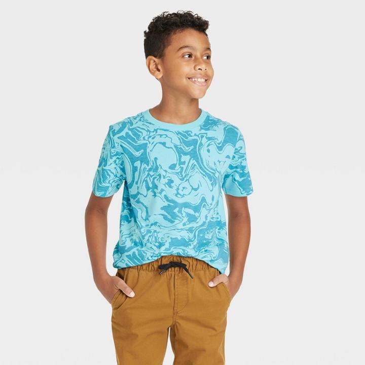 Boys' Short Sleeve Marbled Print T-shirt - Cat & Jack Blue