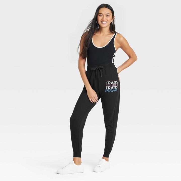 Pride Ph By The Phluid Project Adult 'trans Pride Power' Jogger Pants - Black