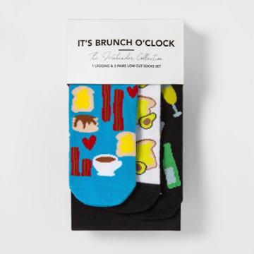 Ev Holiday Women's Socks And Leggings Set Brunch O Clock - Blue/white/black S/m, Size: Small/medium, Black/blue/white