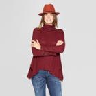 Women's Long Sleeve Lace-up Turtleneck Blouse - Knox Rose Red