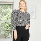 Women's Plus Size Jacquard Puff Long Sleeve Top - Who What Wear Black