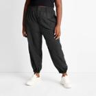 Women's Plus Size High-rise Nylon Track Pants -future Collective With Kahlana Barfield Brown Black