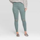 Women's High-rise Distressed Skinny Jeans - Universal Thread Green