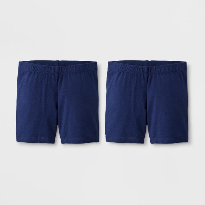 Girls' 2pk Biker Shorts - Cat & Jack Navy