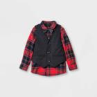 Toddler Boys' 3pc Woven Shirt And Vest Suit Set With Bowtie - Cat & Jack Red