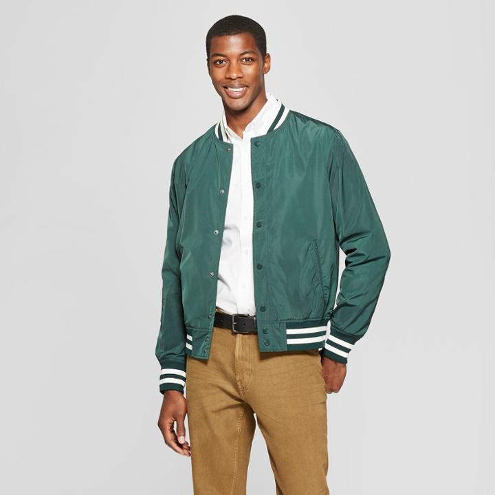 Target Men's Varsity Bomber Jacket - Goodfellow & Co Forest Green