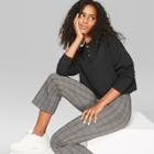 Women's Scoop Neck Boxy Fleece Henley - Wild Fable Black