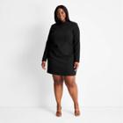 Women's Plus Size Long Sleeve Mock Neck Open Back A-line Mini Dress - Future Collective With Kahlana Barfield Brown Black
