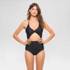 Women's Cut Out Halter One Piece Swimsuit - Onyx - S - Vanilla Beach, Black/white