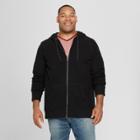 Men's Tall Long Sleeve Light Weight French Terry Full Zip Hooded Sweatshirt - Goodfellow & Co Black