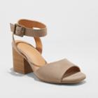 Women's Megan Wide Width Quarter Strap Heeled Pump Sandals - Universal Thread Taupe (brown) 5w,