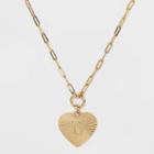 14k Gold Dipped 'd' Initial Diamond Cut Heart Pendant Necklace - A New Day Gold