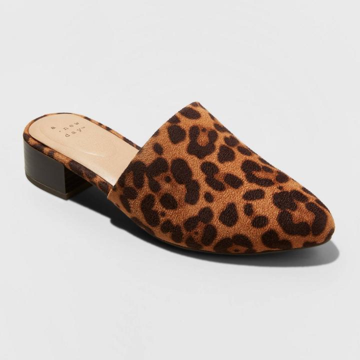 Women's Codi Leopard Print Mules - A New Day Brown