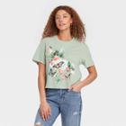 Zoe+liv Women's Butterfly Boxy Short Sleeve Graphic T-shirt - Green Floral