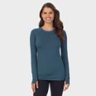 Warm Essentials By Cuddl Duds Women's Active Thermal Crewneck Top - Orion Blue