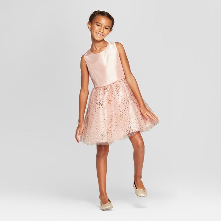 Girls' Chunky Gold Glitter Dress - Cat & Jack Blush