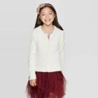 Girls' Long Sleeve Dressy Eyelash Cardigan - Cat & Jack Almond Cream Xl, Girl's, White