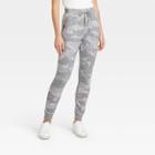 Women's Camo Slim Fit Jogger Leggings With Pockets And Drawstring - A New Day Gray