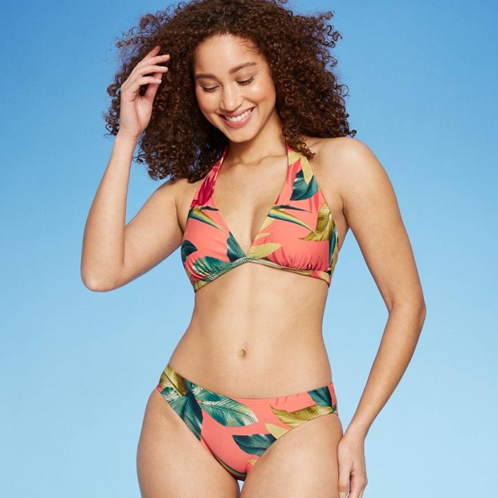 Women's Elongated Triangle Halter Bikini Top - Kona Sol Coral