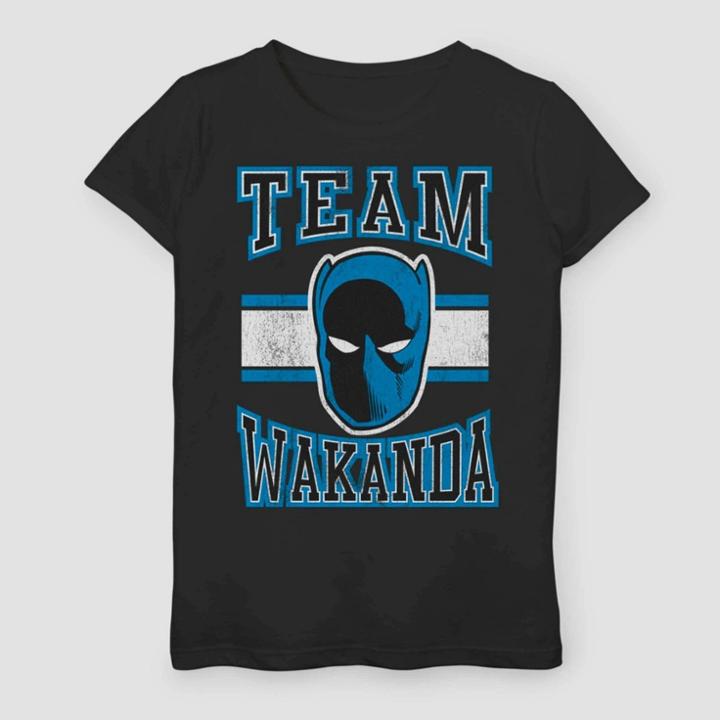 Girls' Marvel Black Panther Team Wakanda Short Sleeve T-shirt - Black