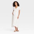 Flutter Short Sleeve Knit Maternity Dress - Isabel Maternity By Ingrid & Isabel White