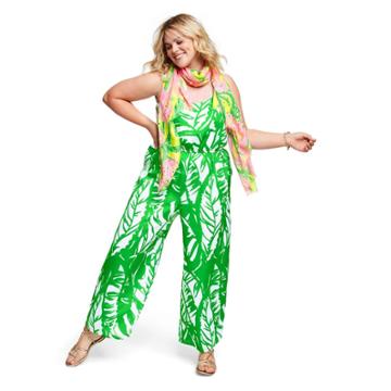Women's Plus Size Boom Boom Sleeveless V-neck Jumpsuit - Lilly Pulitzer For Target Green/white 1x, Women's, Size: 1xl, Green White