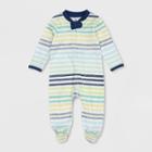 Honest Baby Boys' Organic Cotton Rainbow Striped Sleep N' Play - Blue Newborn
