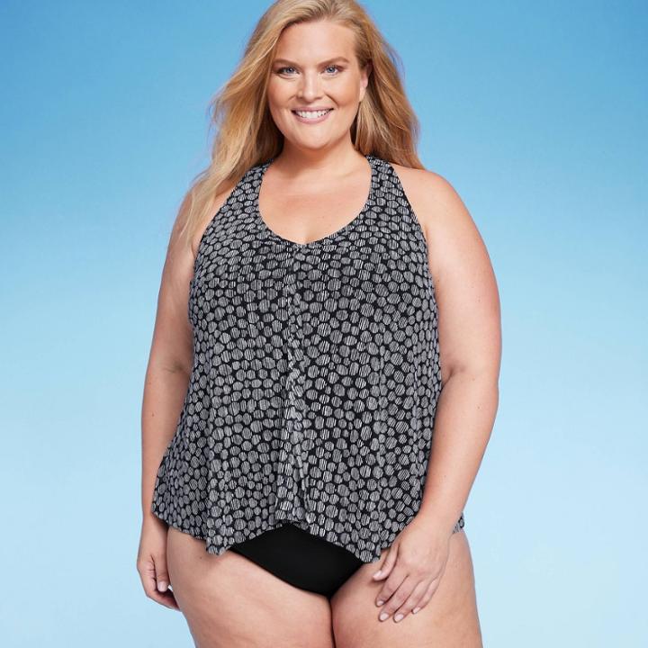 Women's Upf 50 Mesh Overlay Tankini Top - Aqua Green