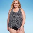 Women's Upf 50 Mesh Overlay Tankini Top - Aqua Green