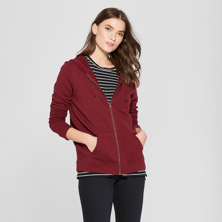Women's Zip-up Hoodie - Universal Thread Burgundy (red)