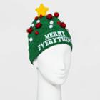 Ugly Stuff Holiday Supply Co. Women's Merry Everything Beanie With Light Up Star - Green - One Size, Women's