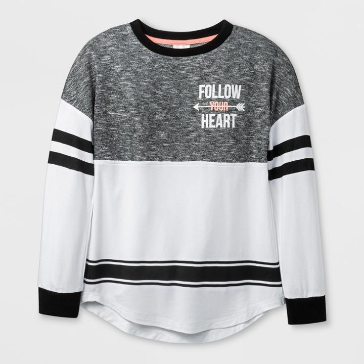 Miss Chievous Girls' Long Sleeve Colorblock Shirt - White/black