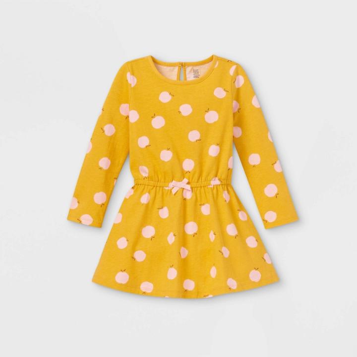 Toddler Girls' 'apple' Long Sleeve Dress - Just One You Made By Carter's Gold