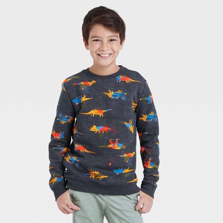 Boys' Crew Fleece Pullover - Cat & Jack Charcoal Gray Heather