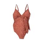 Maternity Animal Print Front Tie One Piece Swimsuit - Isabel Maternity By Ingrid & Isabel Brown