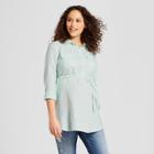 Maternity Gingham Long Sleeve Popover Tunic - Isabel Maternity By Ingrid & Isabel Mint (green) L, Infant Girl's