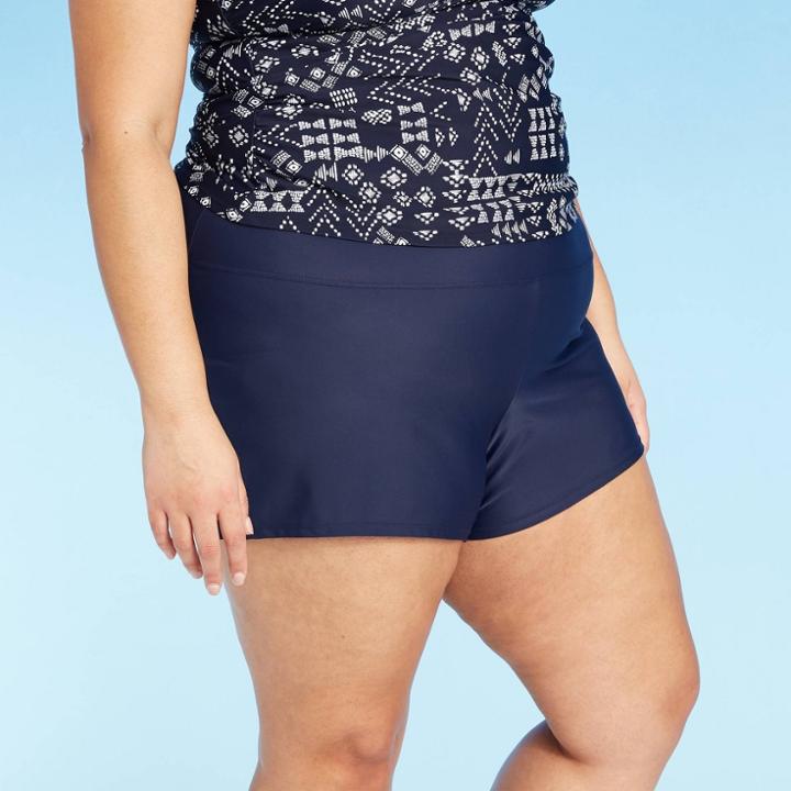 Women's Plus Size Swim Boyshort - Kona Sol Navy 14w, Women's, Blue
